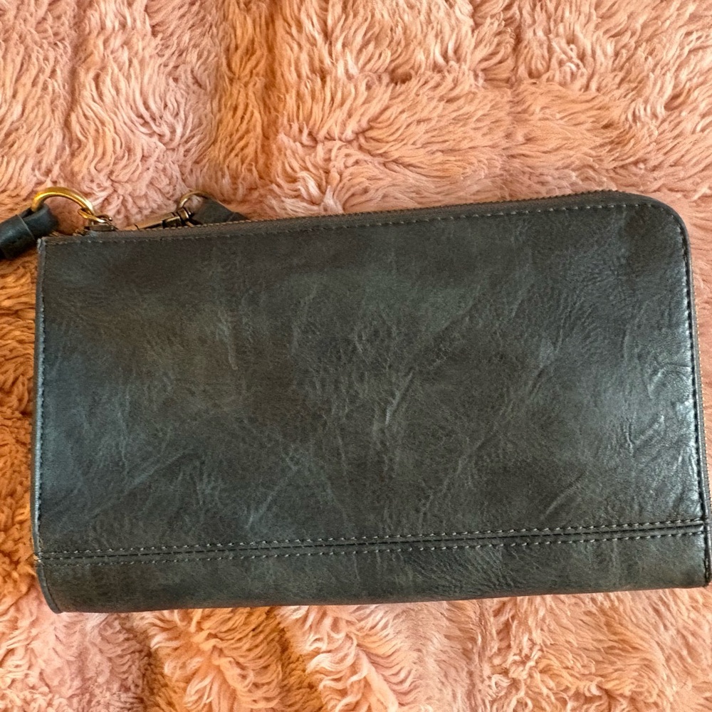 JoyLab Charcoal Leather Wristlet